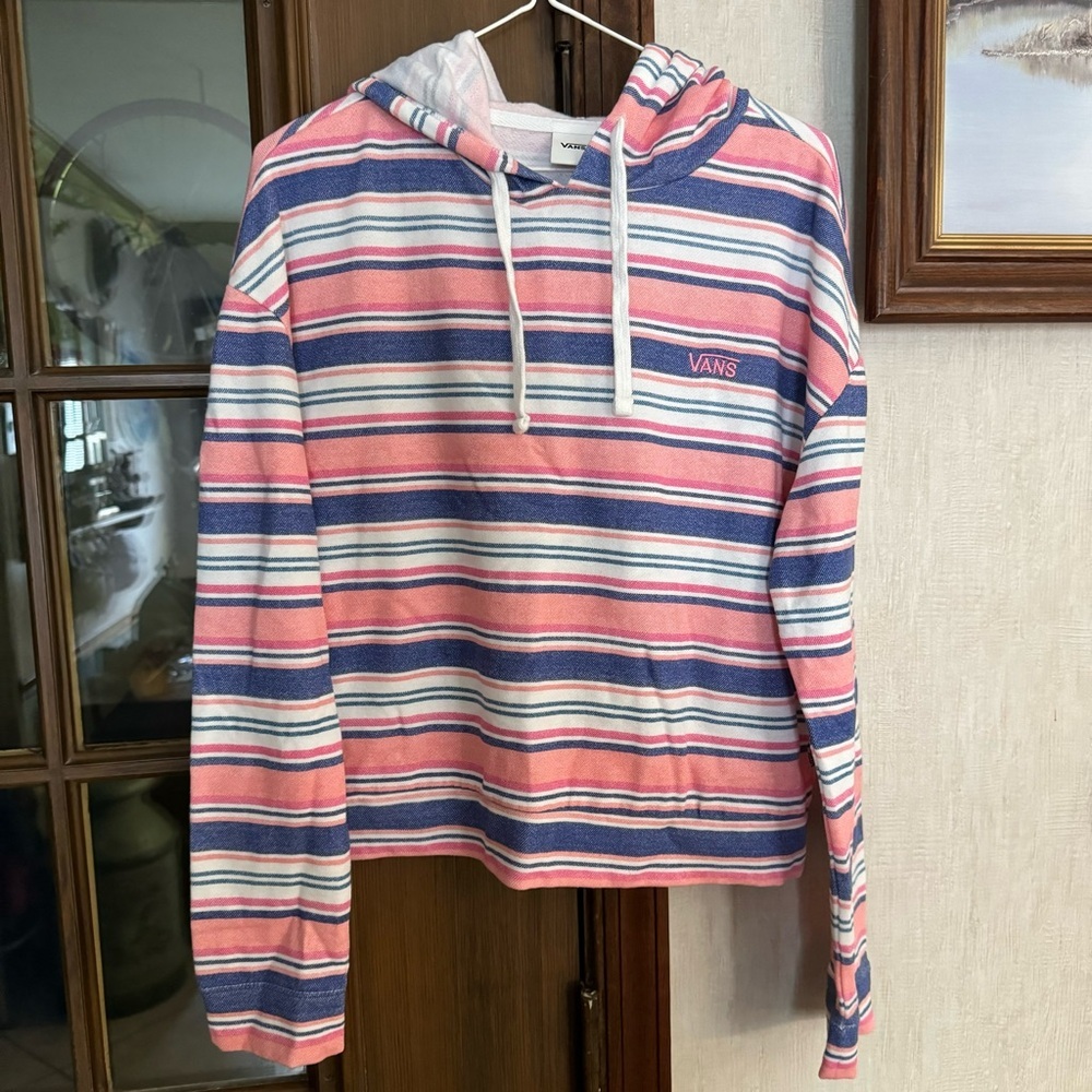 Vans Pink and Blue Striped Hoodie